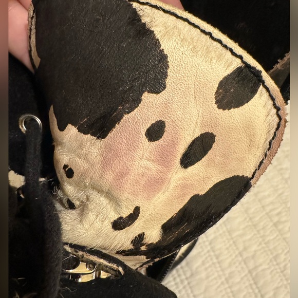 Free People Jeffrey Campbell Printed Check Lace Up Boot Color Cow - Picture 9 of 10